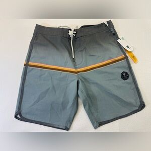 VISSLA Gray Board Shorts with Multicolor Stripes men 34 / 20” swim